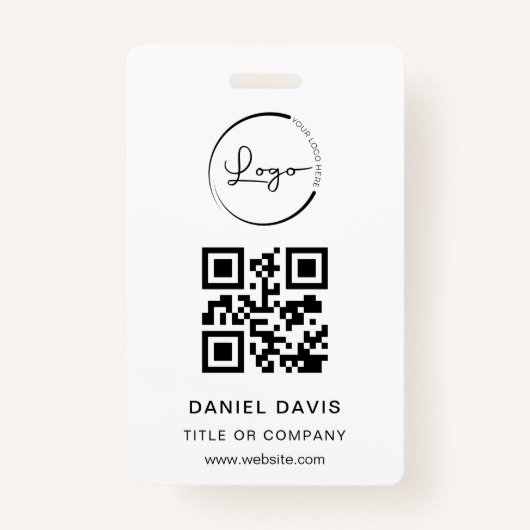 Gepersonaliseerde White Business Logo QR-code Badge (Voorkant)