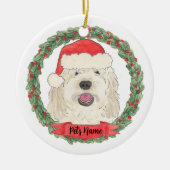 Gepersonaliseerde White Cream Doodle Christmas Keramisch Ornament (Voorkant)