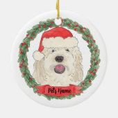 Gepersonaliseerde White Cream Doodle Christmas Keramisch Ornament (Achterkant)