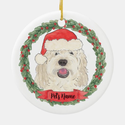 Gepersonaliseerde White Cream Doodle Christmas Keramisch Ornament (Achterkant)