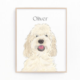 Gepersonaliseerde White Cream Doodle Dog Art Foto Afdruk