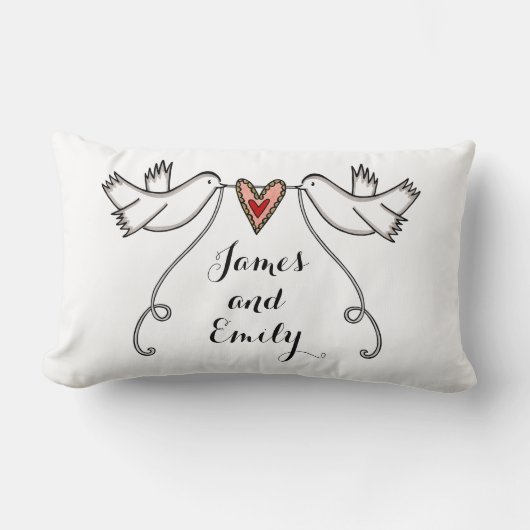Gepersonaliseerde White Doves Wedding Gift Kussen (Voorkant)