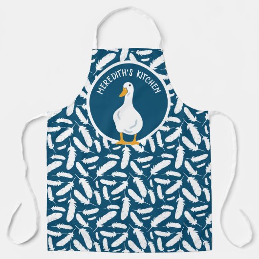Gepersonaliseerde White Duck Feathers Pattern Blue Schort (Voorkant)