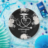 Gepersonaliseerde White Floral RN Verpleegschool A Papieren Bordje (Feest)