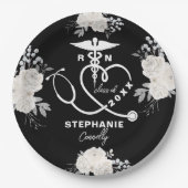Gepersonaliseerde White Floral RN Verpleegschool A Papieren Bordje (Voorkant)
