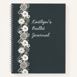 Gepersonaliseerde White Flowers Bullet Journal Notitieboek