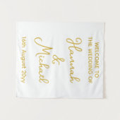 Gepersonaliseerde White Gold Welkom bij Wedding Fa Wandkleed (Voorkant (horizontaal))