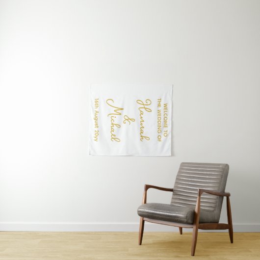 Gepersonaliseerde White Gold Welkom bij Wedding Fa Wandkleed (In Situ (horizontaal))