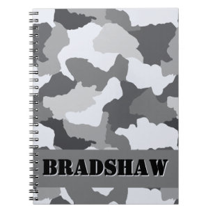 Gepersonaliseerde White Grey Camo Journal Notitieboek