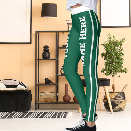Gepersonaliseerde White Hunter Green Stripes Pet N Leggings