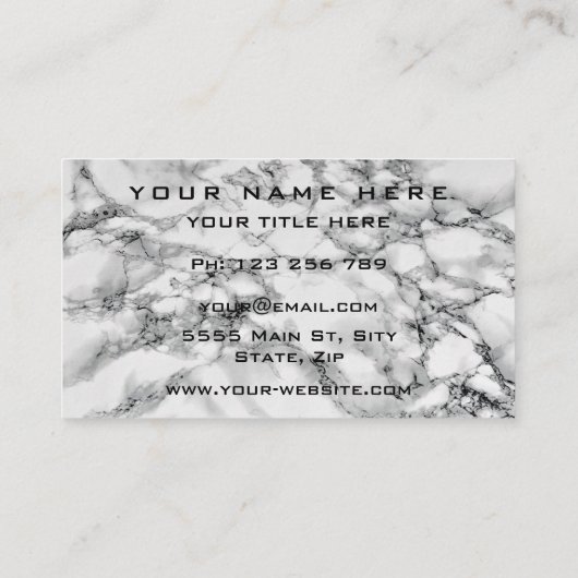 Gepersonaliseerde White Marble Business Card Templ Visitekaartje (Achterkant)