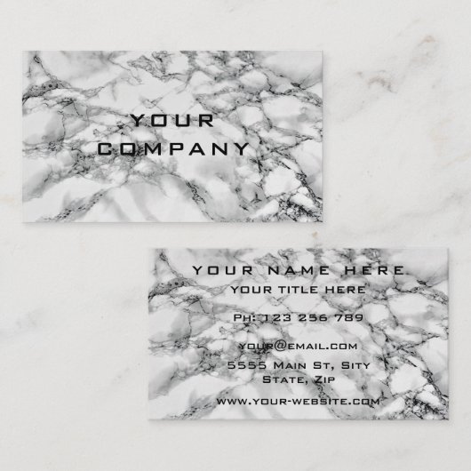 Gepersonaliseerde White Marble Business Card Templ Visitekaartje (Voorkant / Achterkant)