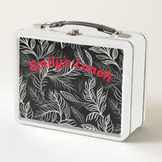Gepersonaliseerde White Metal Lunch Box met Fun Bl