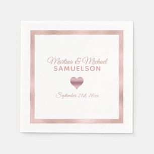 Gepersonaliseerde White Rose Gold Heart Lijst brui Servet