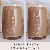 Gepersonaliseerde White Script Bachelorette Party Blikvorm Glas