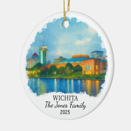 Gepersonaliseerde Wichita Ornament, Kansas Keramisch Ornament (Links)