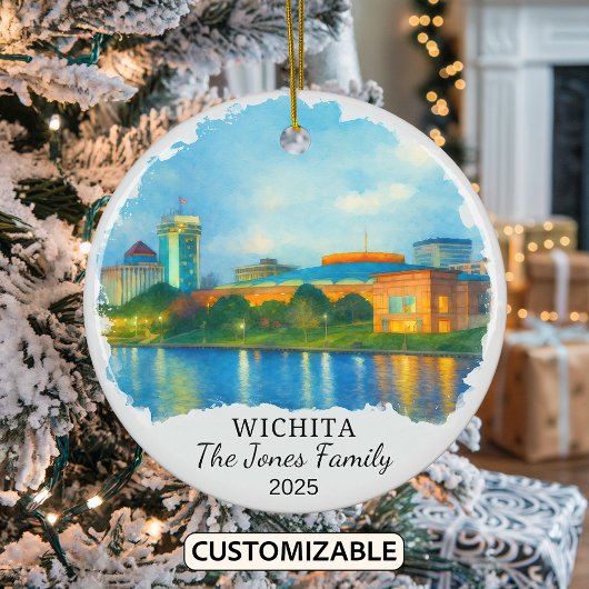Gepersonaliseerde Wichita Ornament, Kansas Keramisch Ornament