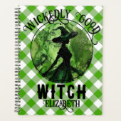 Gepersonaliseerde Wickedly Goede Heks Green Gingha Planner (Voorkant)