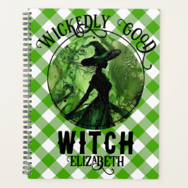 Gepersonaliseerde Wickedly Goede Heks Green Gingha Planner