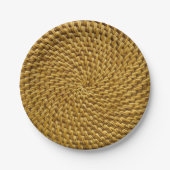 Gepersonaliseerde Wicker Look Bohemian Boho Paper  Papieren Bordje (Voorkant)