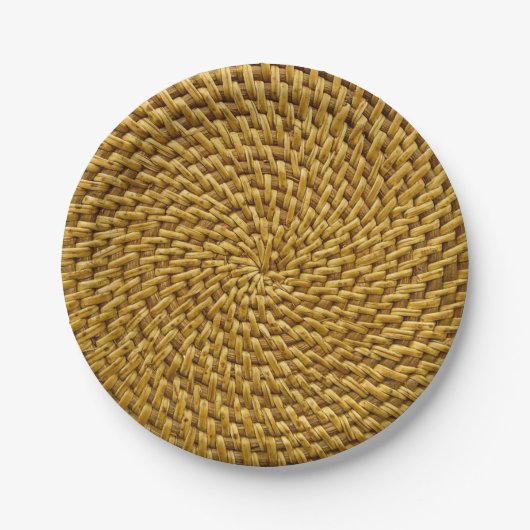 Gepersonaliseerde Wicker Look Bohemian Boho Paper  Papieren Bordje (Voorkant)