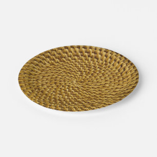 Gepersonaliseerde Wicker Look Bohemian Boho Paper Papieren Bordje