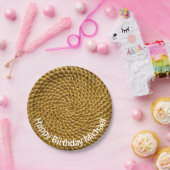 Gepersonaliseerde Wicker Look Bohemian Boho Papieren Bordje (Feest)