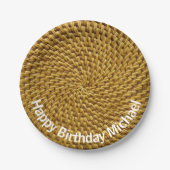 Gepersonaliseerde Wicker Look Bohemian Boho Papieren Bordje (Voorkant)