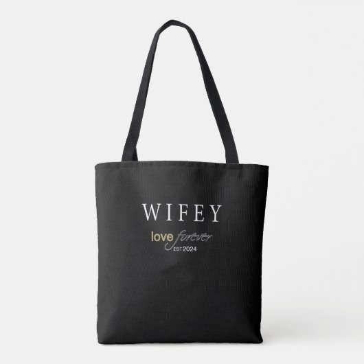 Gepersonaliseerde Wifey eeuwige Liefde registratie Tote Bag (Achterkant)
