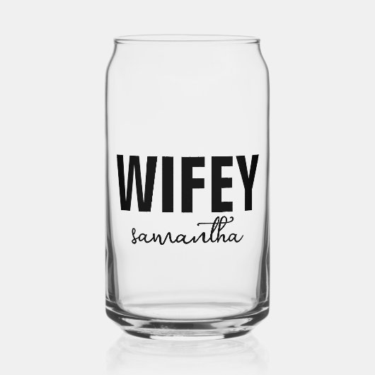 Gepersonaliseerde Wifey Naam Blikvorm Glas (Voorkant)