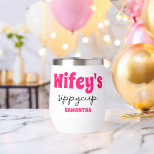 Gepersonaliseerde Wifey's Sippy Cup Wijn Tumbler
