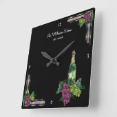 Gepersonaliseerde wijntijd vierkante klok (Hoek)