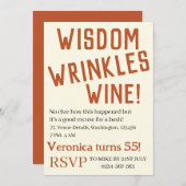 Gepersonaliseerde wijsheid rimpels wijn grappige v kaart (Voorkant / Achterkant)