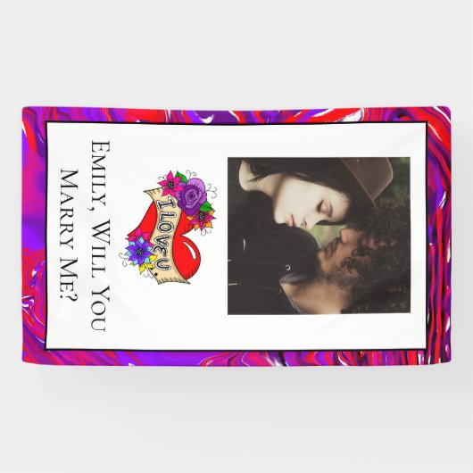 Gepersonaliseerde wil je me trouwen spandoek (Horizontaal)