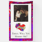 Gepersonaliseerde wil je me trouwen spandoek (Verticaal)