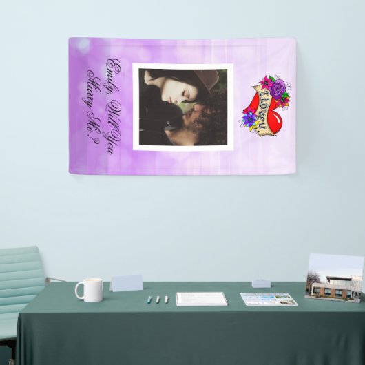 Gepersonaliseerde wil je me trouwen spandoek (Beurs)