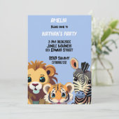 Gepersonaliseerde Wild Animal verjaardagsfeestje Kaart (Staand voorkant)