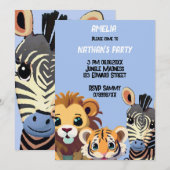 Gepersonaliseerde Wild Animal verjaardagsfeestje Kaart (Voorkant / Achterkant)