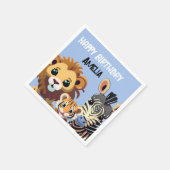 Gepersonaliseerde Wild Animal verjaardagsfeestje Servet (Hoek)