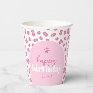 Gepersonaliseerde Wild Girl Pink Verjaardag Happy Papieren Bekers