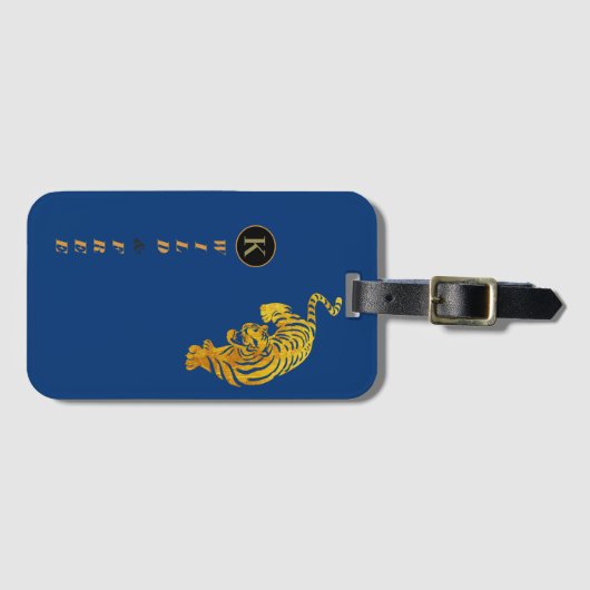 Gepersonaliseerde Wild & Gratis Tiger Monogram Mar Bagagelabel (Voorkant (horizontaal))