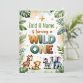 Gepersonaliseerde Wild One 1st Birthday Invitation Kaart (Staand voorkant)