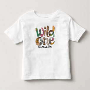 Gepersonaliseerde Wild One 1st Birthday Oerwoud Ba Kinder Shirts