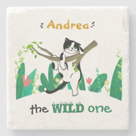 Gepersonaliseerde Wild One Tuxedo Kat Kinder 1e Ve Stenen Onderzetter