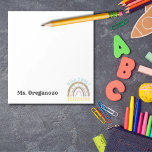 Gepersonaliseerde Wild over het onderwijzen van Bo Notitieblok<br><div class="desc">Gepersonaliseerde Wild over het onderwijzen van Boho Rainbow Notitieblok Geweldig voor je favoriete docent, of voor jezelf, als je de docent bent. Dit notitieblok is een grote maat, en volledig aanpasbaar! Het stevige papier en het simplistische maar schattige ontwerp met dierenprint en woordspeling is precies wat elke leraar nodig heeft...</div>
