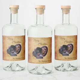 Gepersonaliseerde Wild Turkey Merry Christmas Likeurfles Etiket