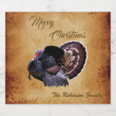 Gepersonaliseerde Wild Turkey Merry Christmas Likeurfles Etiket (Enkel label)