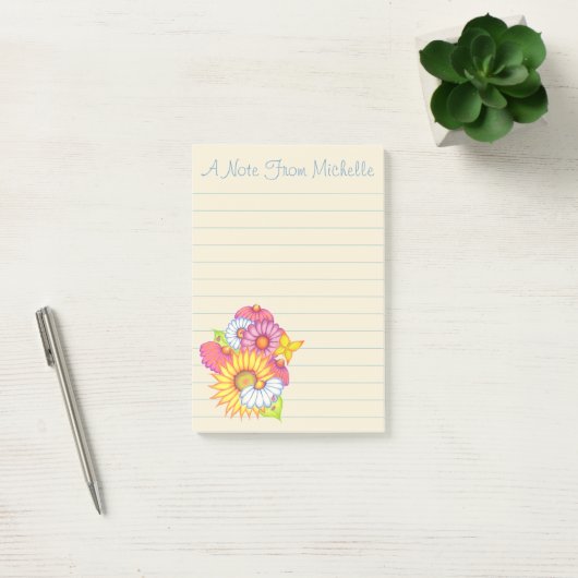 Gepersonaliseerde Wildbloemen Post It Notes (Kantoor)