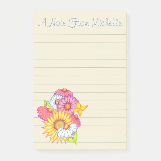 Gepersonaliseerde Wildbloemen Post It Notes (Voorkant)