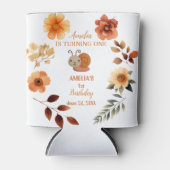 Gepersonaliseerde wilde bloem meisje 1e verjaardag blikjeskoeler (Voorkant)